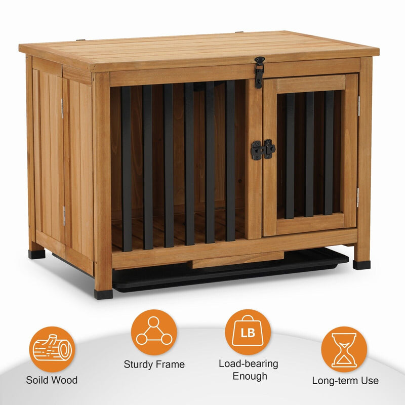 Lovupet Wooden Dog Crate Furniture, No Assembly Portable Small Pet Crate, 0651