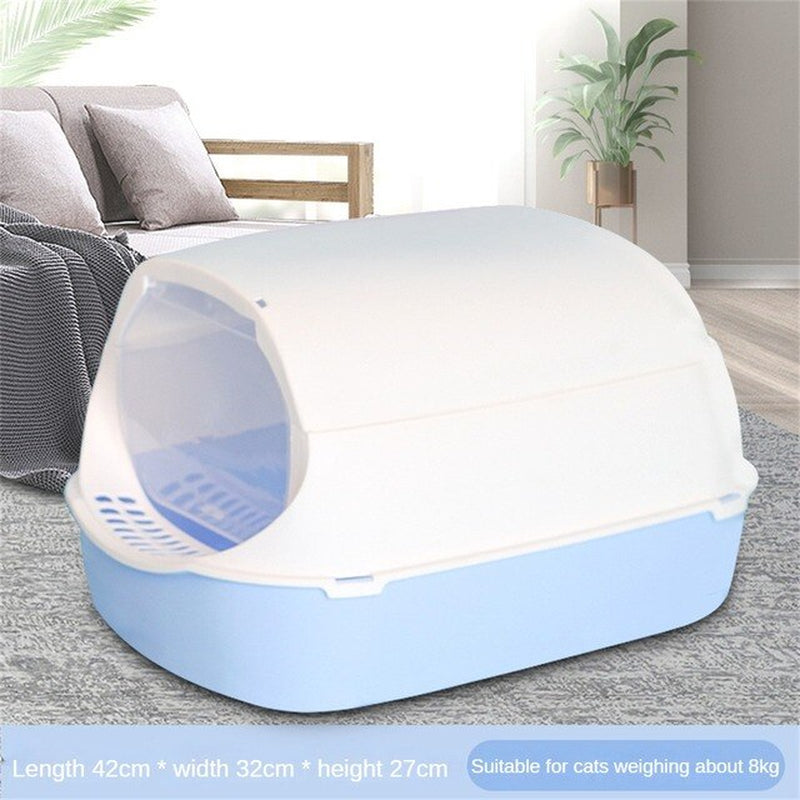 Front Lift Cover Closed Sandbox Fully Enclosed Pet Litter Box Clean Basin Cat Litter Basin Odor Proof Pet Accessories with Spoon