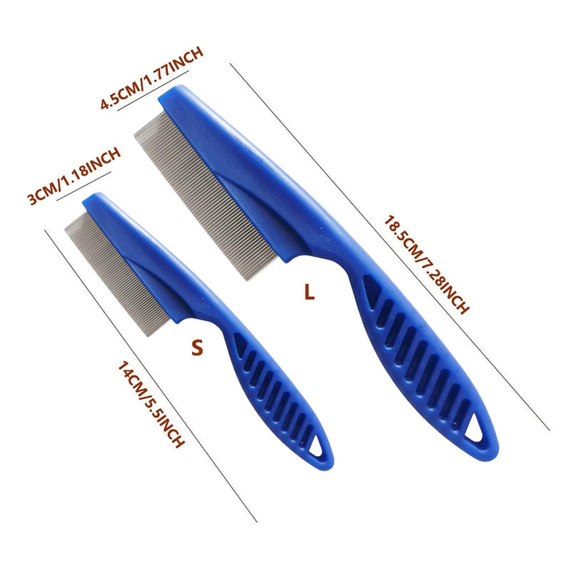 2Pcs/Set Pet Flea Combs Flea Tick Lice Fine Tooth Grooming Comb for Cat Dog