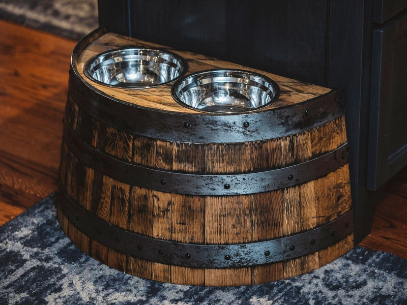 Bourbon Barrel Dog Bowl Holder - Pet Supplies Free Shipping