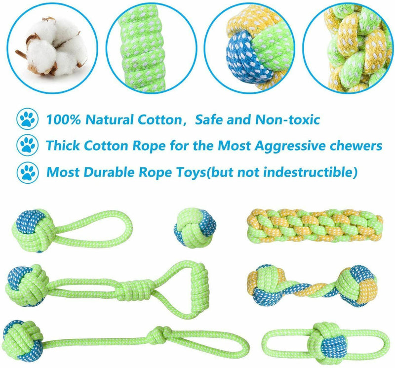 7Pcs Dog Rope Toys Braided Rope Chew Play for Aggressive Chewers Lot Ball Toys