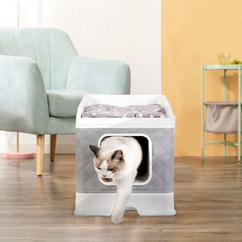 Bingopaw High Quality Jumbo Cat Litter Box Cat Odorless Enclosed Pan Tray House