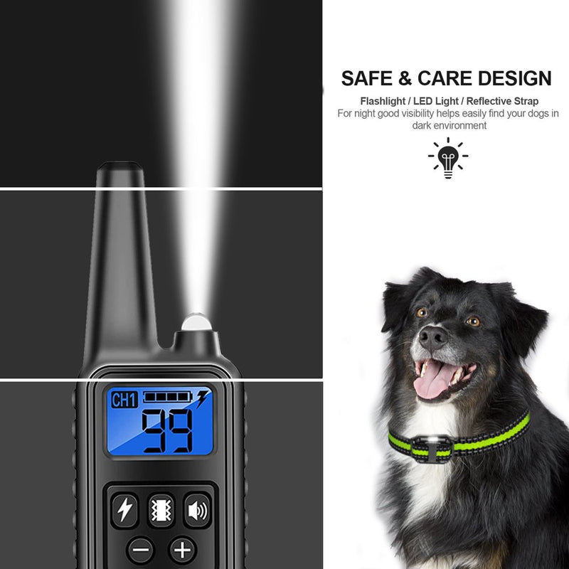 Dog Training Electric Collar 2600Ft Remote 4 Modes Light Beep Vibration Shock Waterproof