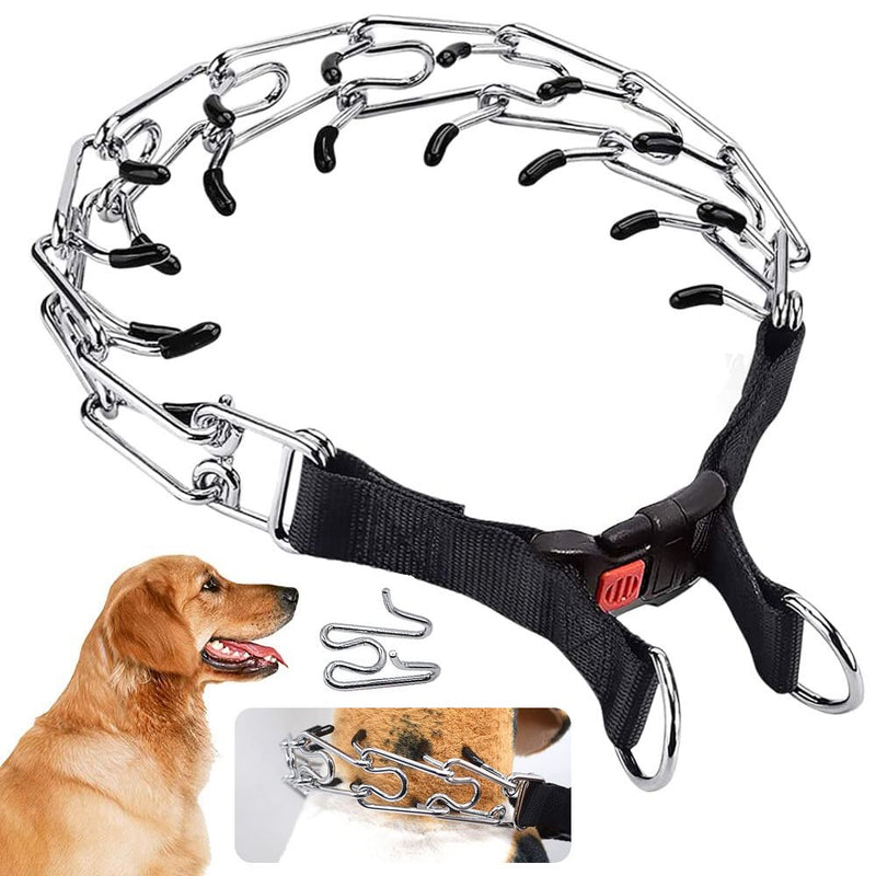 Dog Prong Collar, Dog Pinch Training Collar with Quick Release Snap Buckle and Adjustable Length for Small Medium Large Dogs S (Weight: around 35 Lbs)