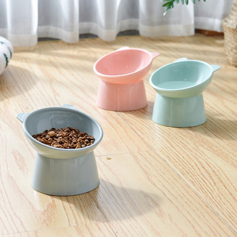 Cat Elevated Bowls 45° Tilted Raised Dish Pet Feeding Bowl with Stand for Cats and Puppy Safe PP Material Easy to Clean