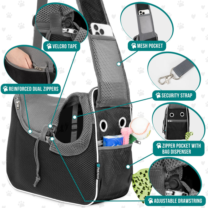 Dog Sling Carrier Bag Mesh Backpack Pet Cat Puppy Comfort Travel Tote Shoulder