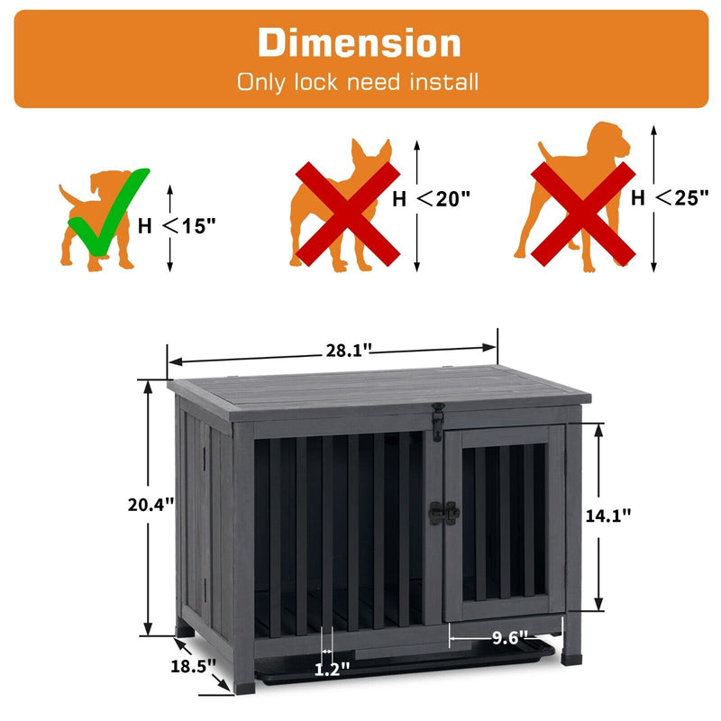 Lovupet Wooden Dog Crate Furniture, No Assembly Portable Small Pet Crate, 0651