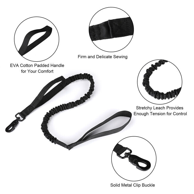 Military Tactical K9 Adjustable Heavy Duty Retractable Nylon Rope for Large Dog