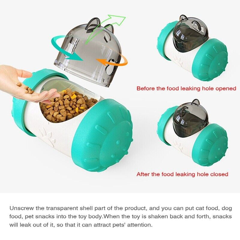 Automatic Pet Feeder Dog Cat Food Dispenser Tumbler Bowl Interactive Ball Toy