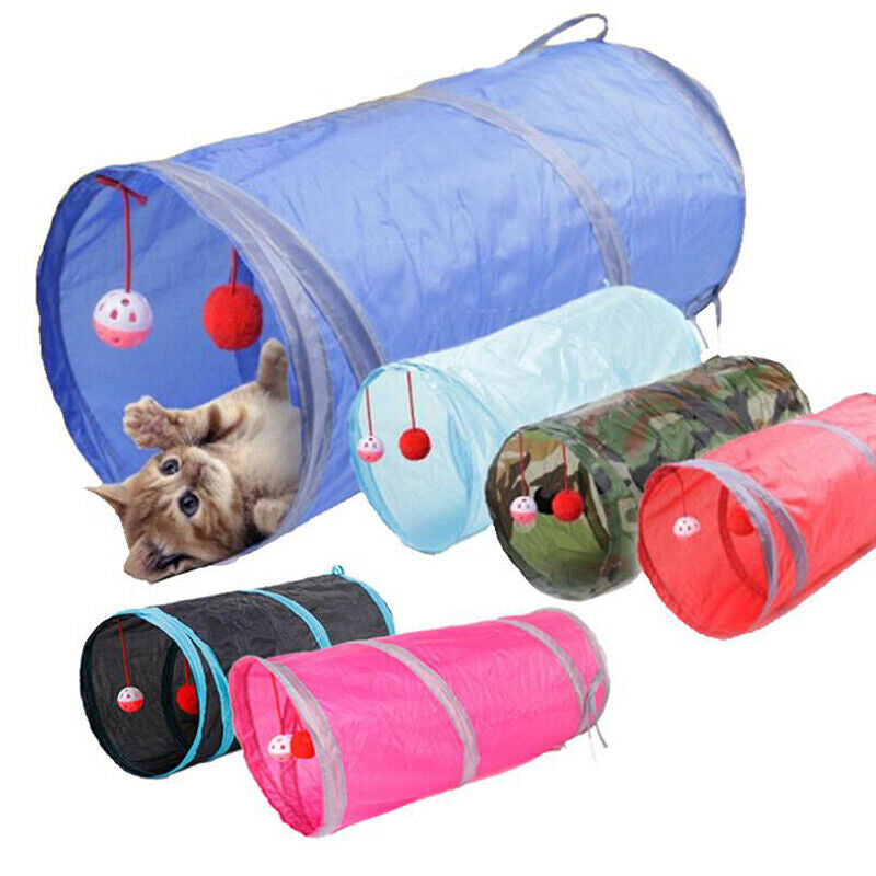 Foldable Cat Kitten Play Tunnel Rabbit Cave Passageway Tubes Pet Hiding Toy`