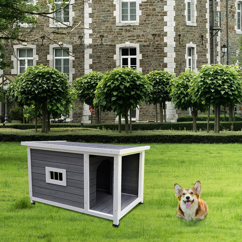 Puppy Pet Dog Kennel Waterproof Dog Cage Wooden Dog House with Porch Deck