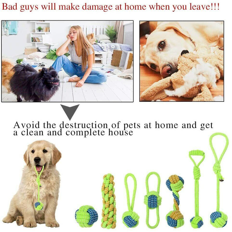 7Pcs Dog Rope Toys Braided Rope Chew Play for Aggressive Chewers Lot Ball Toys