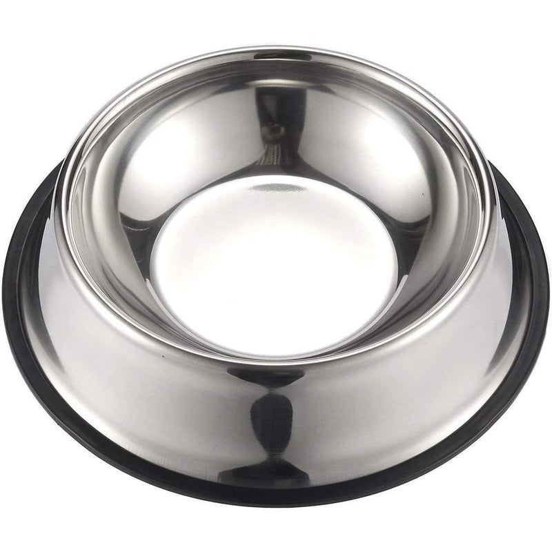 Juvale Stainless Steel Dog Bowls - Set of 2 Large Pet Food and Water Dish Bowls, Ideal for Large Dogs - Silver, 10 Inches Diameter