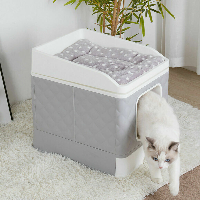 Bingopaw High Quality Jumbo Cat Litter Box Cat Odorless Enclosed Pan Tray House