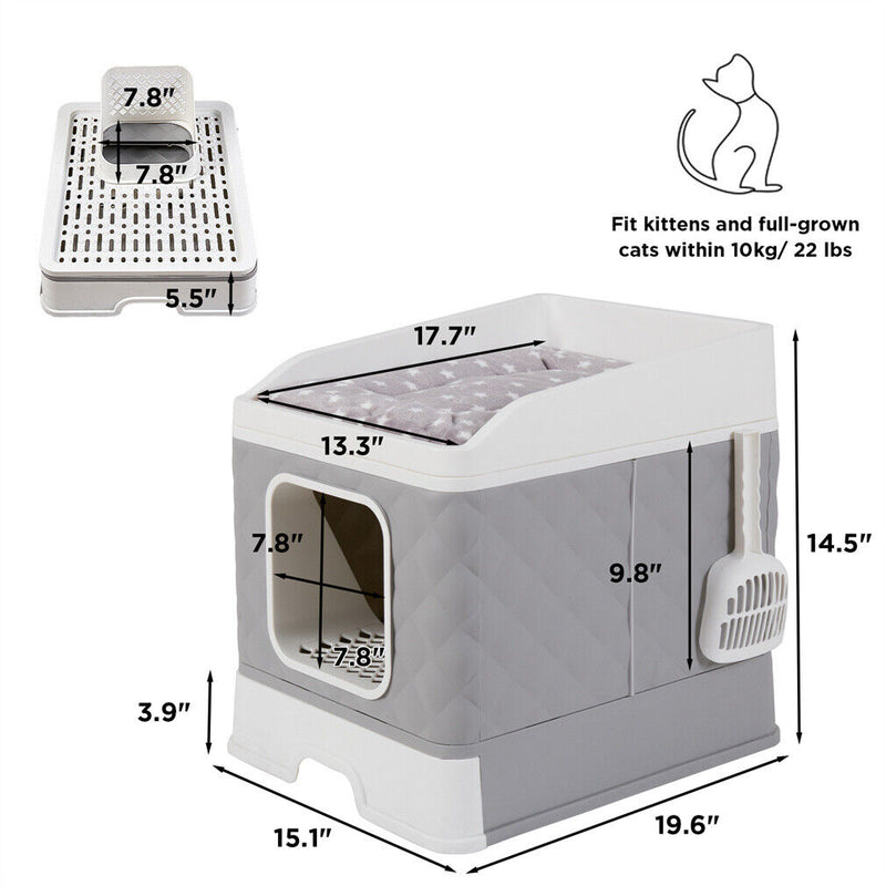 Bingopaw High Quality Jumbo Cat Litter Box Cat Odorless Enclosed Pan Tray House