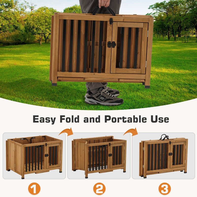 Lovupet Wooden Dog Crate Furniture, No Assembly Portable Small Pet Crate, 0651