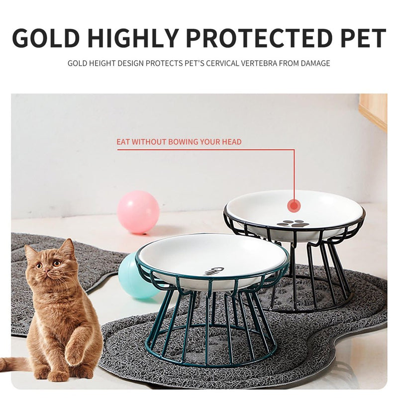 Clearance Cat Bowls,Elevated Cat Bowl,Raised Ceramic Cat Dish with Metal Stand,Pet Water or Food Feeding Station for Indoor Cats,Puppies,Dogs,Dishwasher Safe