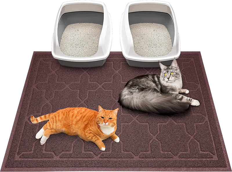 Cat Litter Mat, 24"X20" Litter Box Mat with Litter Lock Mesh, Soft Durable Cat Litter Mat Litter Trapping Mat, Easy to Clean, Non-Slip, Water Resistant, Litter Free Floors, Light Coffe