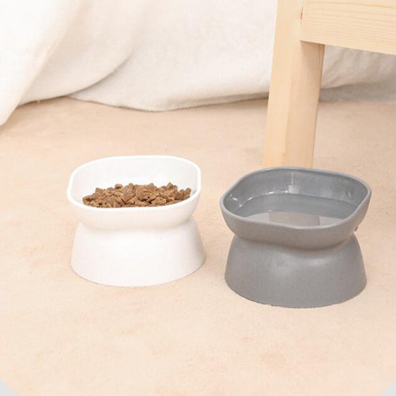 Cat Elevated Bowls 10° Tilted Raised Dish Pet Plastic Feeding Bowl Food Dishes