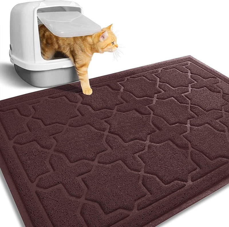 Cat Litter Mat, 24"X20" Litter Box Mat with Litter Lock Mesh, Soft Durable Cat Litter Mat Litter Trapping Mat, Easy to Clean, Non-Slip, Water Resistant, Litter Free Floors, Light Coffe