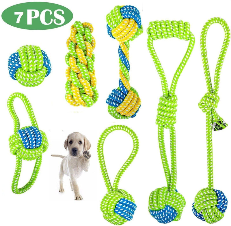 7Pcs Dog Rope Toys Braided Rope Chew Play for Aggressive Chewers Lot Ball Toys