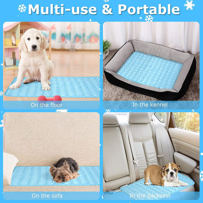 Dog Cooling Mat Large Cooling Pad Summer Pet Bed for Dogs Cats Kennel Pad Breathable Pet Self Cooling Blanket Dog Crate Sleep Mat Machine Washable（L）