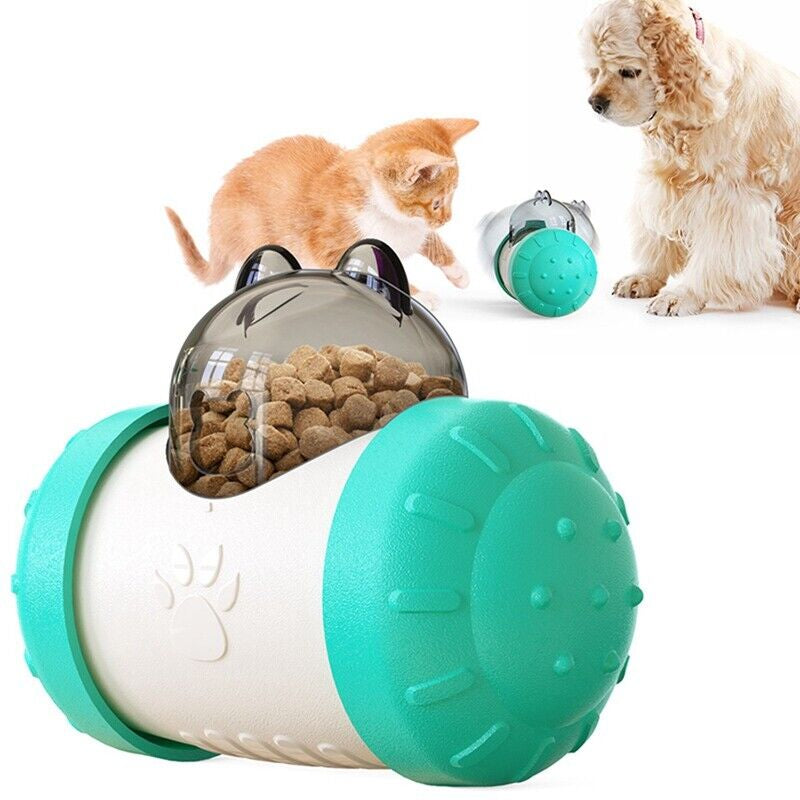 Automatic Pet Feeder Dog Cat Food Dispenser Tumbler Bowl Interactive Ball Toy