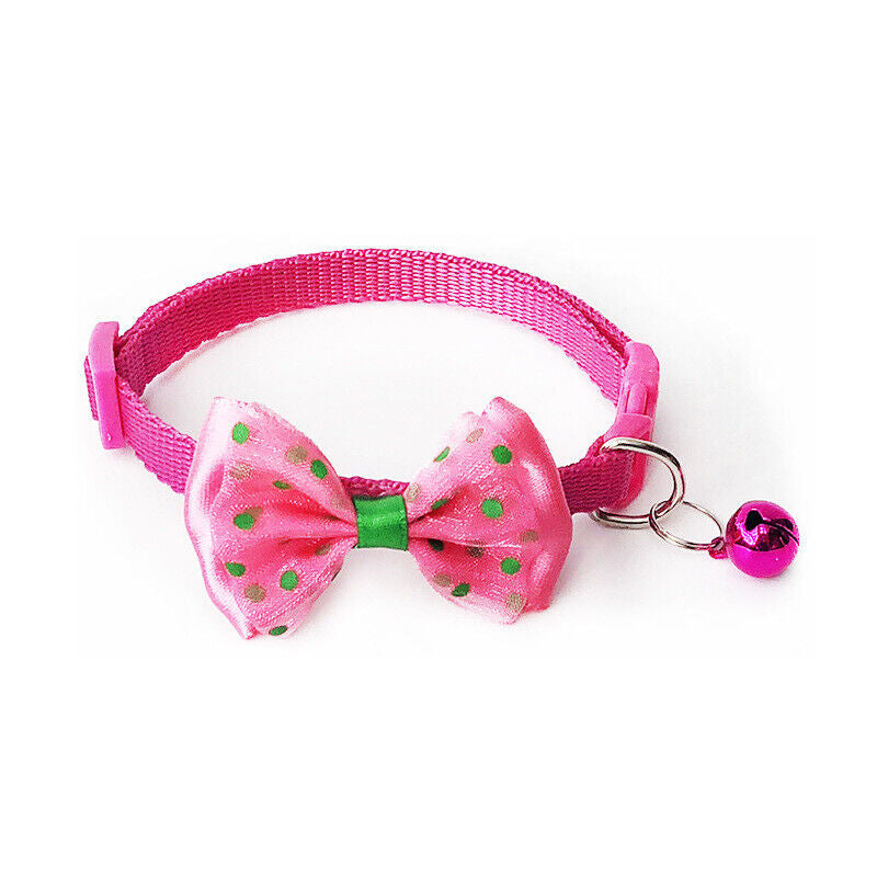 Small Dog Cat Collar CUTE ~ Buckle Bell Bow Tie Reflective Stripe Kitten Puppy