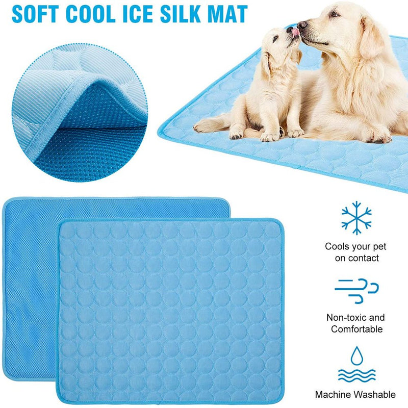Dog Cooling Mat Large Cooling Pad Summer Pet Bed for Dogs Cats Kennel Pad Breathable Pet Self Cooling Blanket Dog Crate Sleep Mat Machine Washable(M)