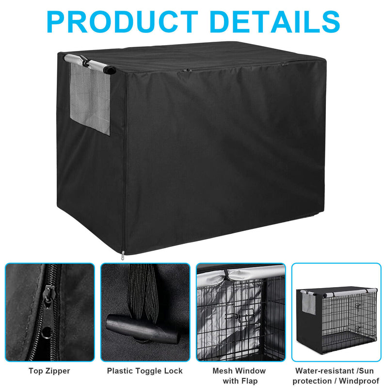 Dog Crate Cover Pet Cage Cover Durable Waterproof Windproof Universal Black