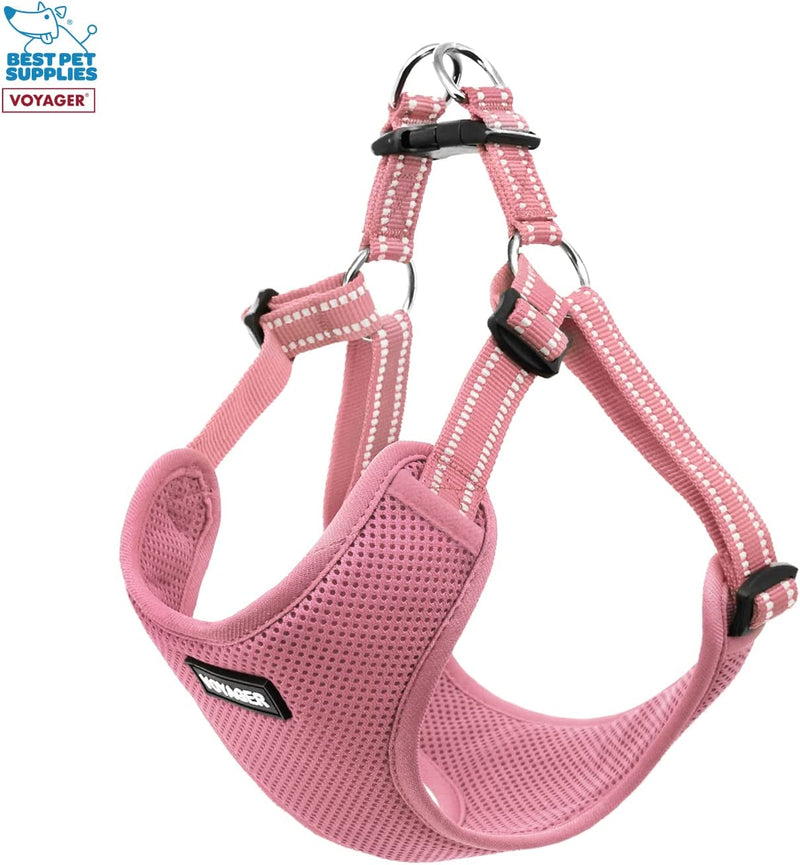 Best Pet Supplies Voyager Adjustable Dog Harness Leash Set with Reflective Stripes for Walking Heavy-Duty Full Body No Pull Vest with Leash D-Ring, Breathable All-Weather - Harness (Pink), S