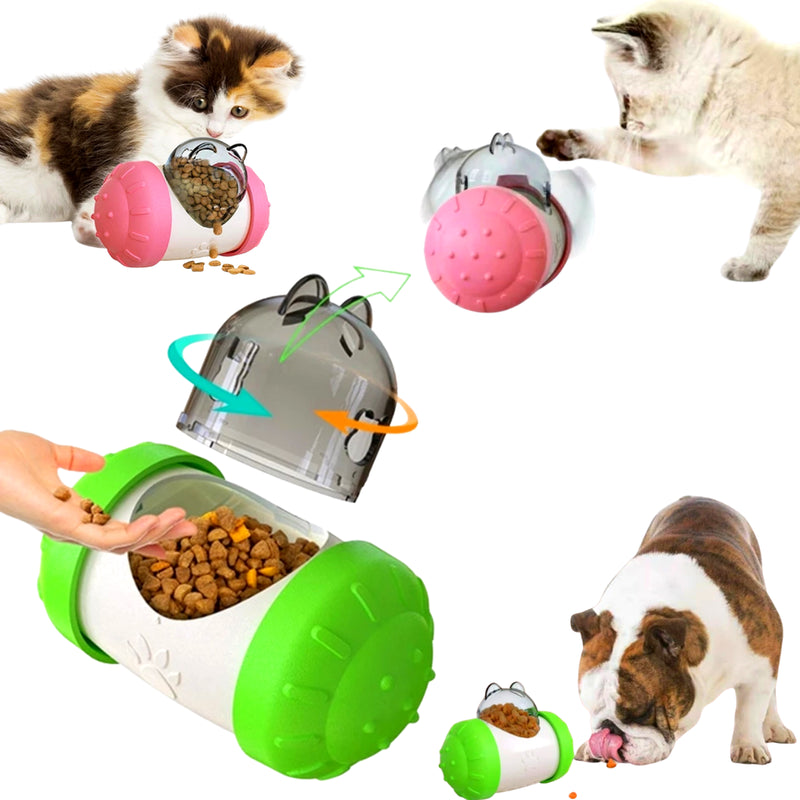 Automatic Pet Feeder Dog Cat Food Dispenser Tumbler Bowl Interactive Ball Toy