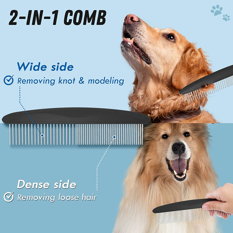 Pet Shedding Grooming Set for Dog Cat Dematting Hair Coat Brush and Combo 2 in 1