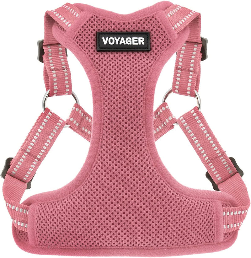 Best Pet Supplies Voyager Adjustable Dog Harness Leash Set with Reflective Stripes for Walking Heavy-Duty Full Body No Pull Vest with Leash D-Ring, Breathable All-Weather - Harness (Pink), S