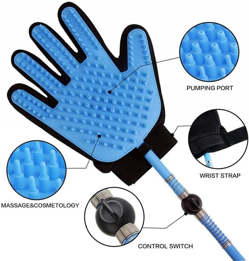 Pet Shower Sprayer Massaging Glove Pet Scrubber Attachment Set for Pet Bathing, Dog Shower Sprayer with 98.5 Inches Hose & 3 Adapters