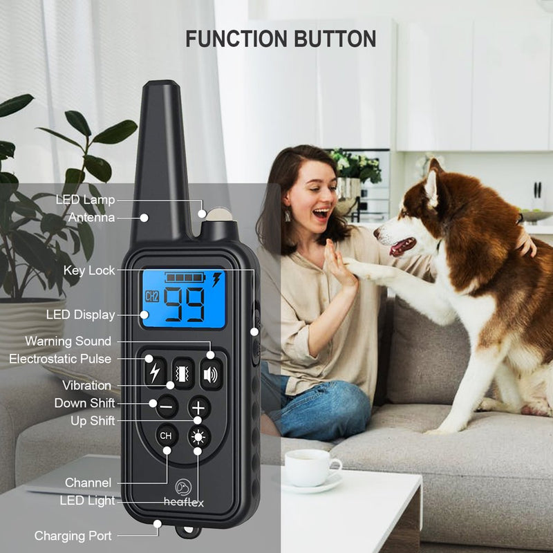 Dog Training Electric Collar 2600Ft Remote 4 Modes Light Beep Vibration Shock Waterproof