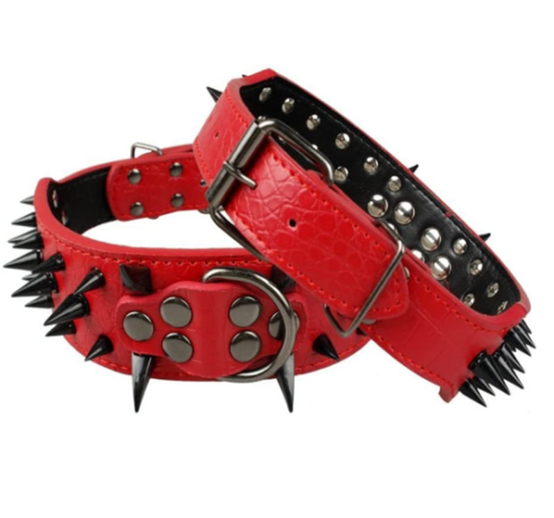 Small Dog Spiked or Diamond Studded Rivets Dog Pet Faux PU Leather Collar Toy Small S/M/L