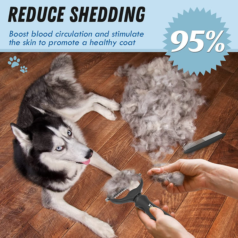 Pet Shedding Grooming Set for Dog Cat Dematting Hair Coat Brush and Combo 2 in 1