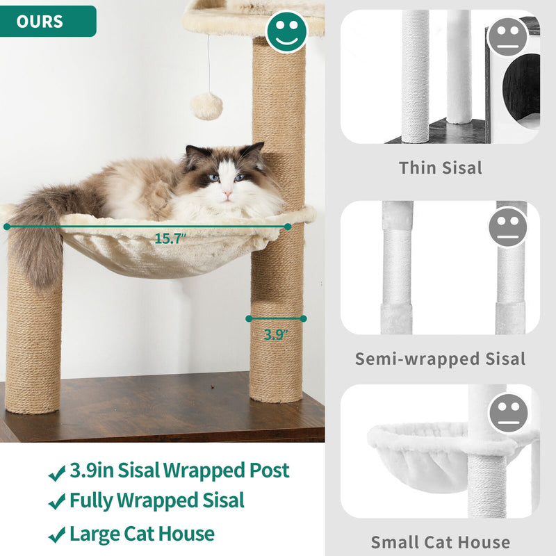 Cat Litter Box Enclosure Cabinet with Cat Tree Tower Pet House Furniture.