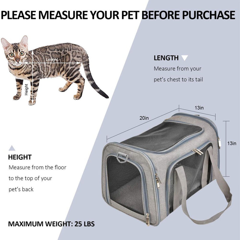 Pet Carrier for Cats, Dogs and Puppies, Gray, (Suitable for Daily Travel), 22 Lbs