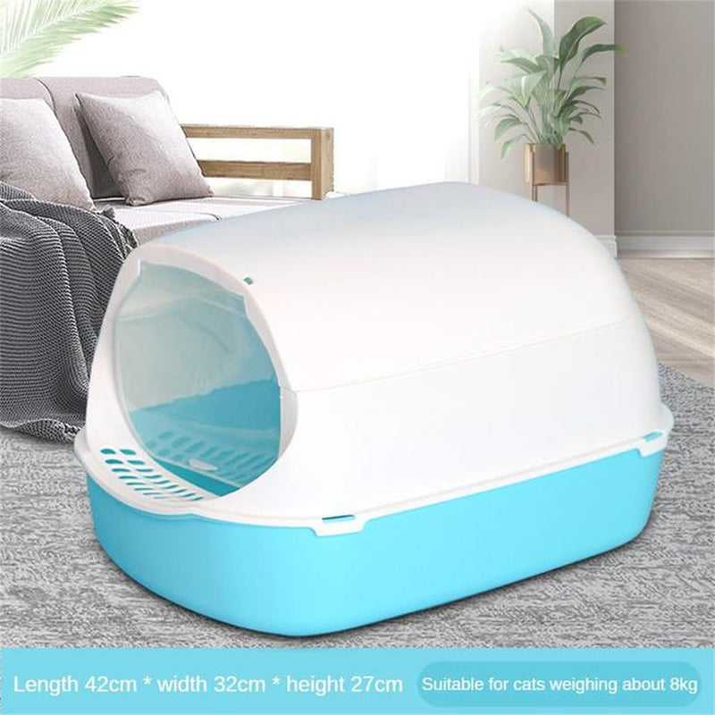 Front Lift Cover Closed Sandbox Fully Enclosed Pet Litter Box Clean Basin Cat Litter Basin Odor Proof Pet Accessories with Spoon