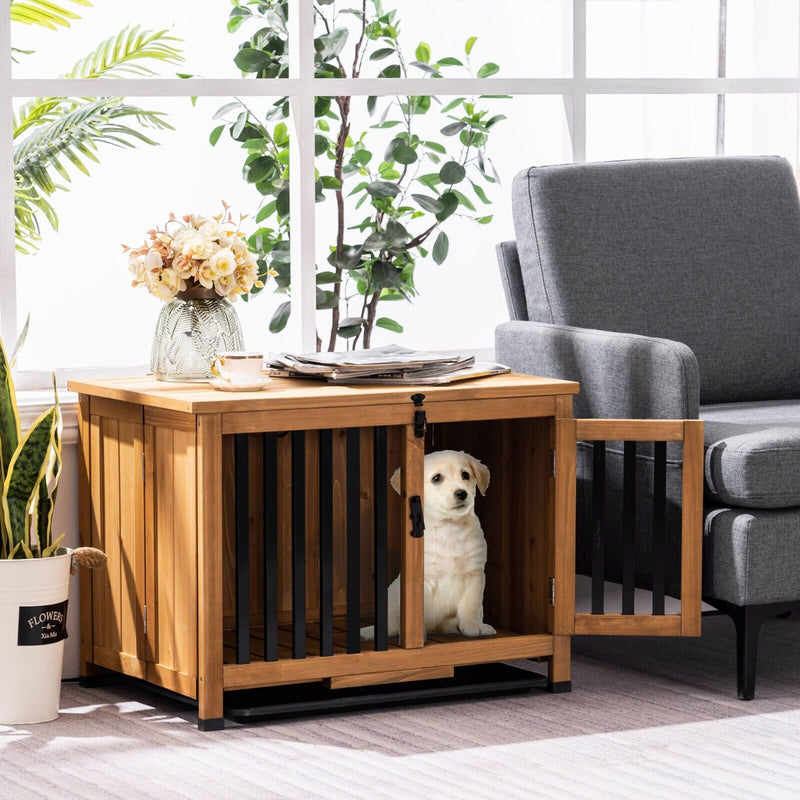 Lovupet Wooden Dog Crate Furniture, No Assembly Portable Small Pet Crate, 0651