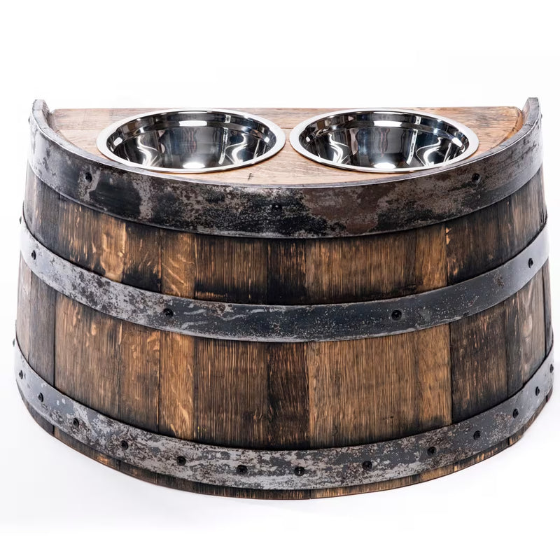 Bourbon Barrel Dog Bowl Holder - Pet Supplies Free Shipping