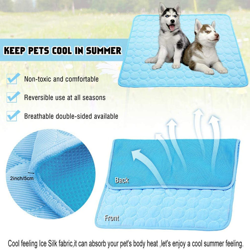 Dog Cooling Mat Large Cooling Pad Summer Pet Bed for Dogs Cats Kennel Pad Breathable Pet Self Cooling Blanket Dog Crate Sleep Mat Machine Washable（L）