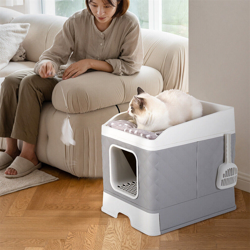 Bingopaw High Quality Jumbo Cat Litter Box Cat Odorless Enclosed Pan Tray House