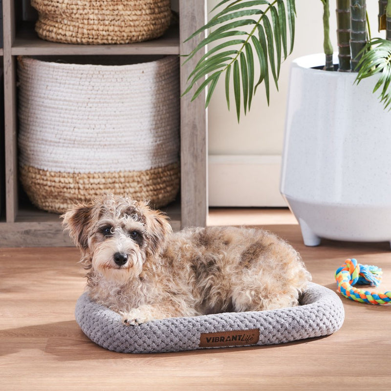 Vibrant Life X-Small Cozy Luxe Dog Crate Mat Pet Bed, Machine-Washable, Gray, 18"