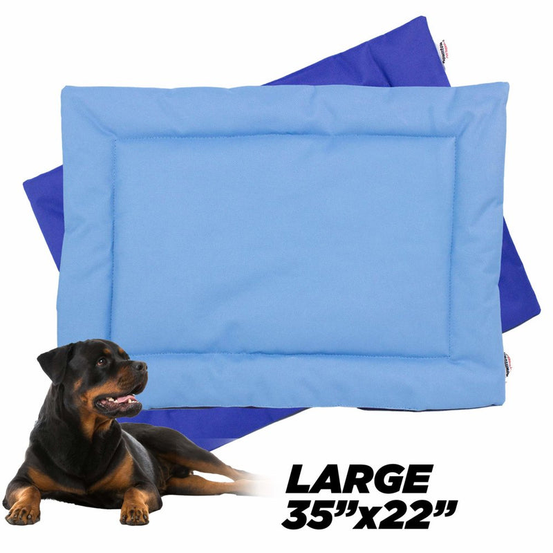 Dog Crate Mat, Waterproof Pet Bed, Dark/Light Blue, L