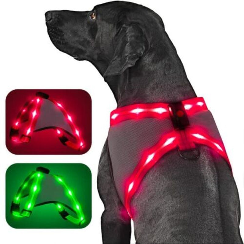 Light up Dog Harness Rechargeable Led Dog Harness Adjustable Lighted Dog Harne