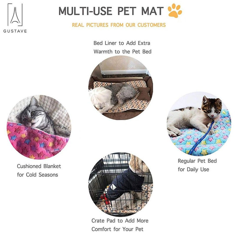 design Large Dog Pet Sleep Mat Soft Warm Reversible Fleece Crate Bed Mat Kennel Pad Cage Cushion for Large Small Medium Dog Cat "Blue, L"