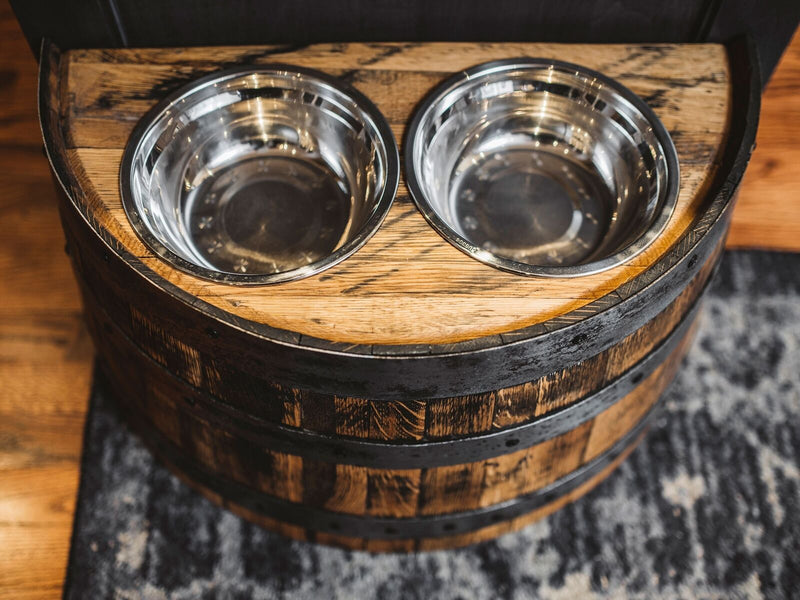 Bourbon Barrel Dog Bowl Holder - Pet Supplies Free Shipping